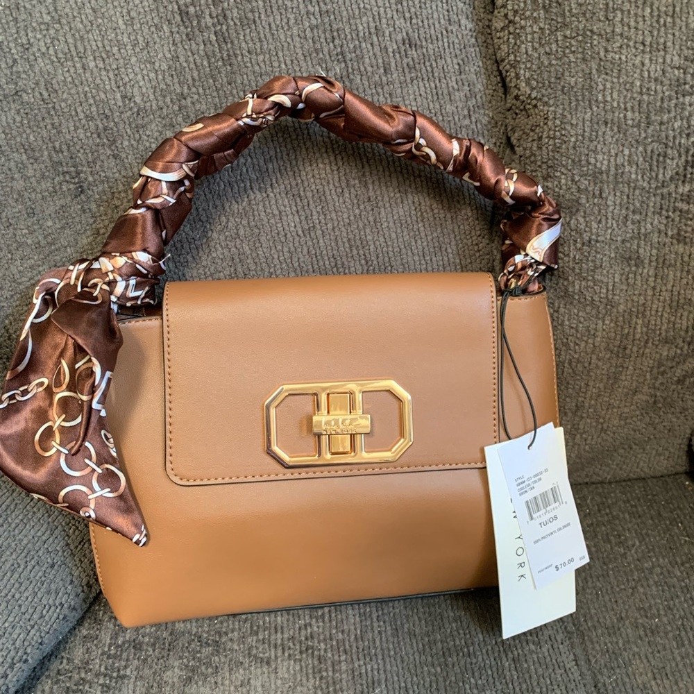 Nicole Miller Brown Vegan Leather Shoulder Bag NWT 🌴